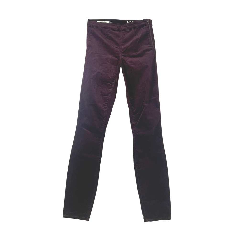 Gap 1969 Side Zip Legging Women's Size‎ 25R Burgundy Skinny Velvet Pants